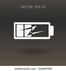 Flat battery low power icon, vector illustration