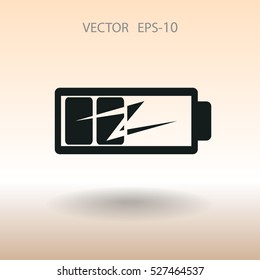 Flat battery low power icon, vector illustration