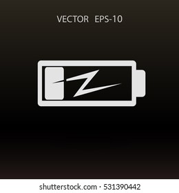 Flat battery low power icon, vector illustration