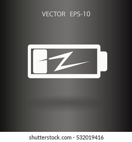 Flat battery low power icon, vector illustration