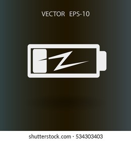Icono de baja potencia de la batería plana, ilustración vectorial