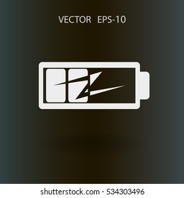 Flat battery low power icon, vector illustration