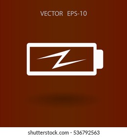 Icono de baja potencia de la batería plana, ilustración vectorial