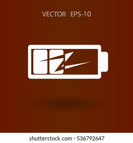 Flat battery low power icon, vector illustration