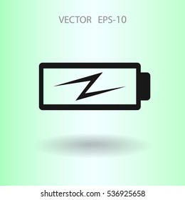 Flat battery low power icon, vector illustration