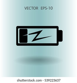 Flat battery low power icon, vector illustration