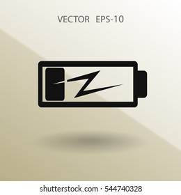 Flat battery low power icon, vector illustration