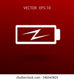 Flat battery low power icon, vector illustration
