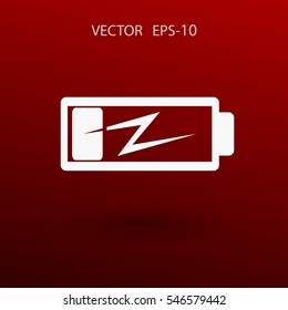 Flat battery low power icon, vector illustration