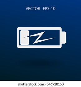 Flat battery low power icon, vector illustration