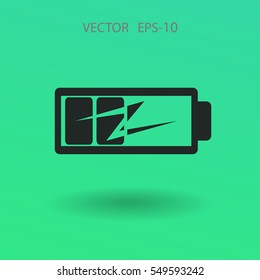 Flat battery low power icon, vector illustration