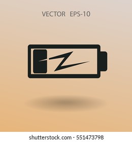 Flat battery low power icon, vector illustration
