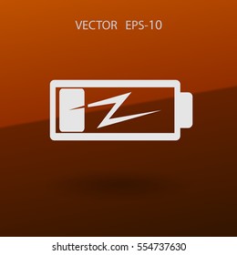 Flat battery low power icon, vector illustration