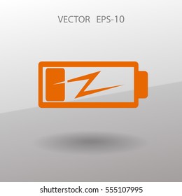Flat battery low power icon, vector illustration