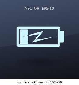 Flat battery low power icon, vector illustration