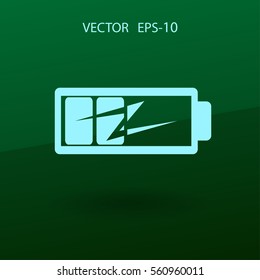 Icono de baja potencia de la batería plana, ilustración vectorial