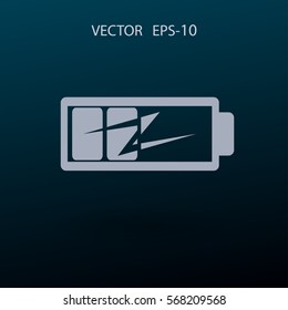 Flat battery low power icon, vector illustration
