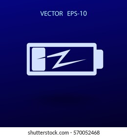 Flat battery low power icon, vector illustration