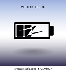 Flat battery low power icon, vector illustration
