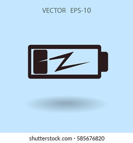 Flat battery low power icon, vector illustration