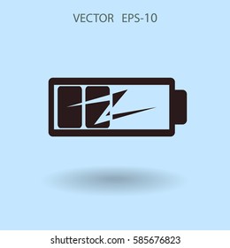 Icono de baja potencia de la batería plana, ilustración vectorial