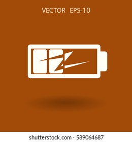 Flat battery low power icon, vector illustration