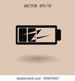 Flat battery low power icon, vector illustration