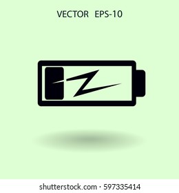 Flat battery low power icon, vector illustration