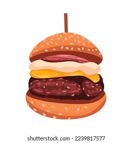 flat bbq burger over white