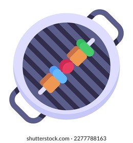 Flat bbq grill icon in flat design 