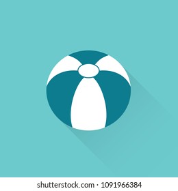 flat beach ball color icon on blue background