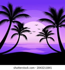 El paisaje de la puesta de sol en la playa. Puesta de sol en la playa tropical