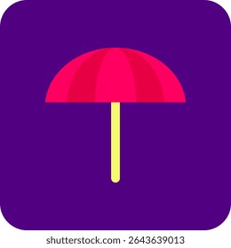 Flat Beach Umbrella Icon – Bold Shade Design
