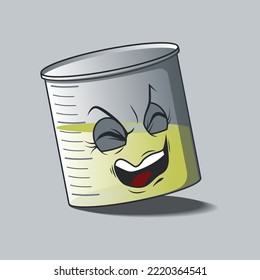 flat beaker cartoon character with angry facial expression