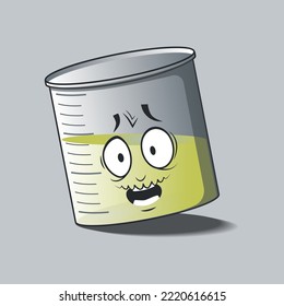 flat beaker cartoon character with angry facial expression