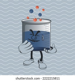 flat beaker cartoon character with facial expression