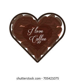 flat beans of coffee forming a heart