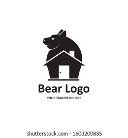 The flat bear logo concept is perfect for business, technology, contractor and housing symbols, health, restaurants