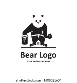 The flat bear logo concept is perfect for business, technology, contractor and housing symbols, health,sport, restaurants, education