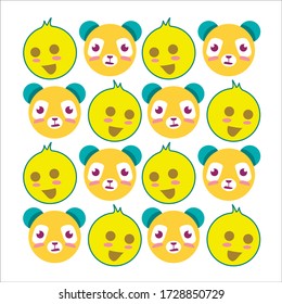 Flat bear and smile emoticon pattern - background template vector eps10