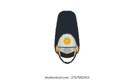 Flat of bearskin queen guard helmet with gold badge