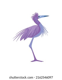 hermoso pájaro púrpura plano sobre blanco