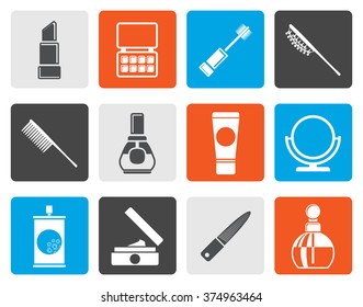 Flat beauty, cosmetic and make-up icons - vector icon set