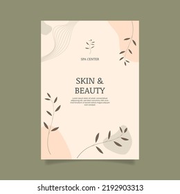 Plantilla de póster de boho de spa de belleza plana. - Vector.