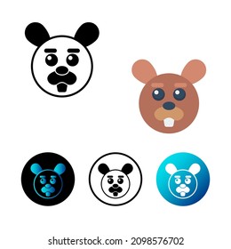 Flat Beaver Head Icon Illustration