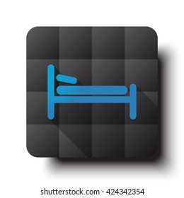 Flat Bed icon on black app button with drop shadow