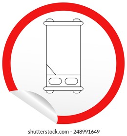Flat bed icon on sticker for floor plan outline. Line editable EPS10 vector furniture illustration. View from above