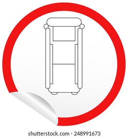 Flat bed icon on sticker for floor plan outline. Line editable EPS10 vector furniture illustration. View from above