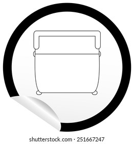 Flat bed icon on sticker for floor plan outline. Line editable EPS10 vector furniture illustration. View from above
