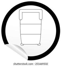 Flat bed icon on sticker for floor plan outline. Line editable EPS10 vector furniture illustration. View from above